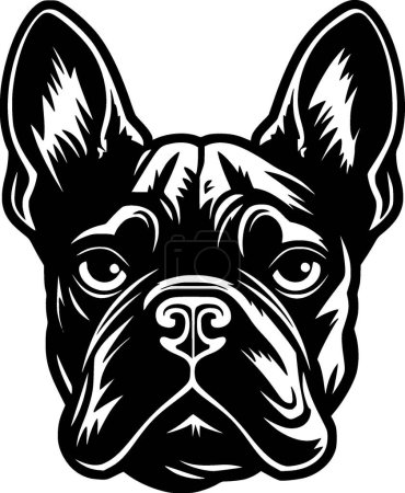 Französische Bulldogge - schwarz-weiße Ikone - Vektorillustration