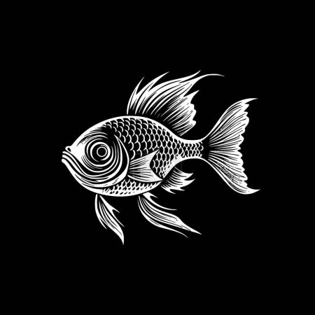 Poisson rouge - icône isolée en noir et blanc - illustration vectorielle