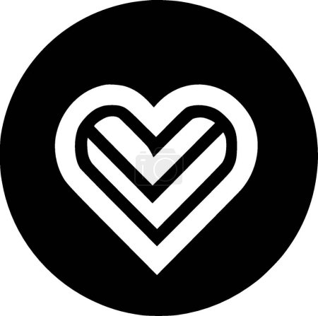 Ilustración de Corazón - icono aislado en blanco y negro - ilustración vectorial - Imagen libre de derechos