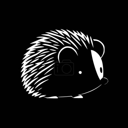Hedgehog - black and white isolated icon - vector illustration