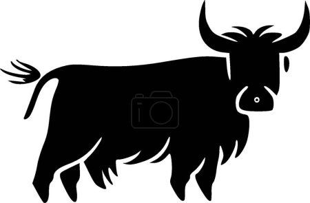 Highland cow - minimalist and simple silhouette - vector illustration