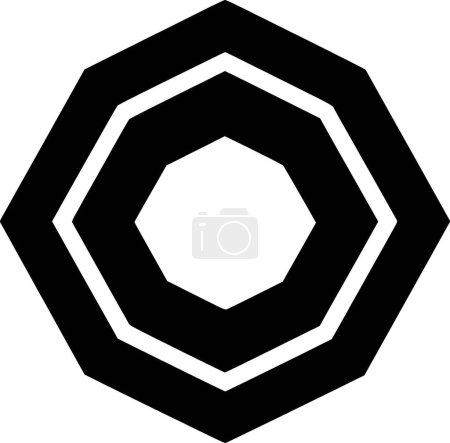 Octágono - icono aislado en blanco y negro - ilustración vectorial