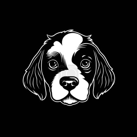 Chiot - icône isolée en noir et blanc - illustration vectorielle