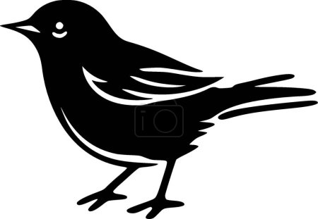 Illustration for Robin bird - black and white vector illustration - Royalty Free Image