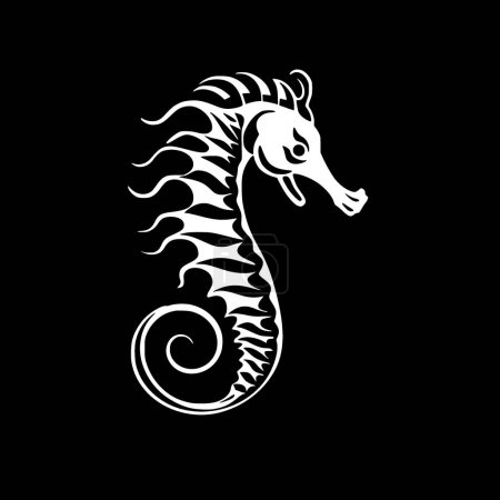 Seahorse - black and white vector illustration