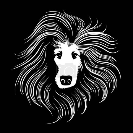 Illustration for Shetland sheepdog - black and white vector illustration - Royalty Free Image