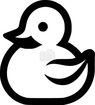 Toy duck - black and white vector illustration