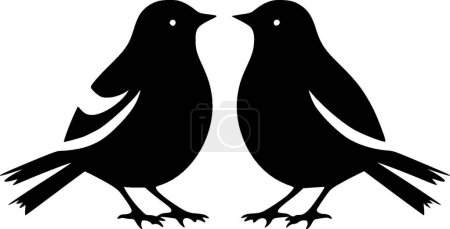 Vögel - schwarz-weiße Vektorillustration