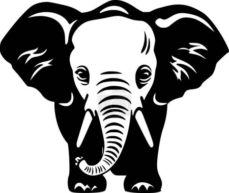 Téléchargez les illustrations : Bébé éléphant - icône isolée noir et blanc - illustration vectorielle - en licence libre de droit