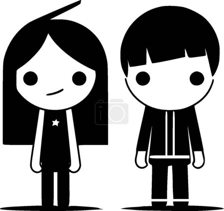 Friends - minimalist and simple silhouette - vector illustration