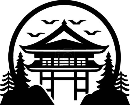 Japon - illustration vectorielle en noir et blanc