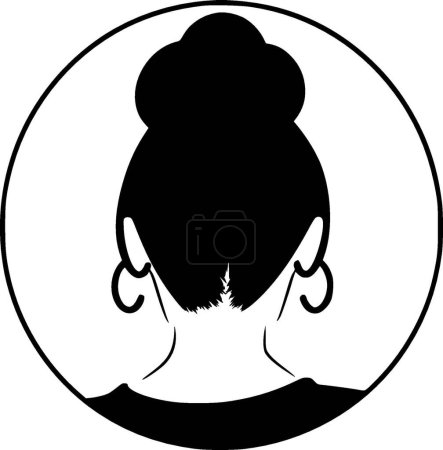 Messy bun - black and white isolated icon - vector illustration