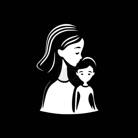 Madre - ilustración vectorial en blanco y negro