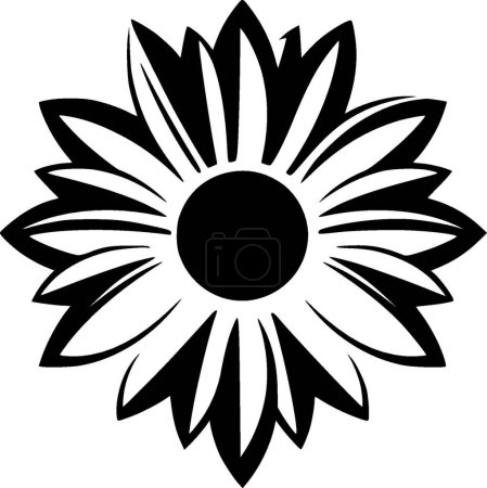 Illustration for Sunflower - black and white vector illustration - Royalty Free Image