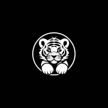 Tigerbaby - schwarz-weiße Vektorillustration