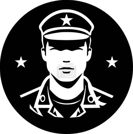 Ejército - ilustración vectorial en blanco y negro