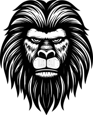 Baboon - black and white vector illustration