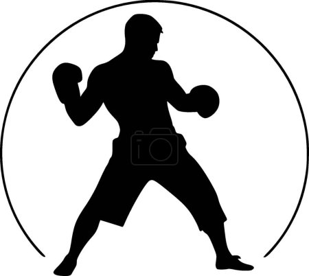 Boxeo - ilustración vectorial en blanco y negro