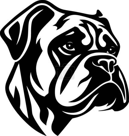 Téléchargez les illustrations : Boxer chien - logo plat et minimaliste - illustration vectorielle - en licence libre de droit