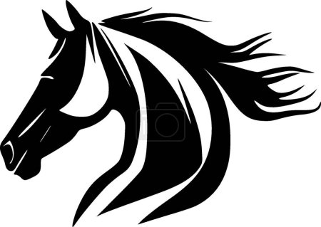 Ilustración de Caballo - icono aislado en blanco y negro - ilustración vectorial - Imagen libre de derechos