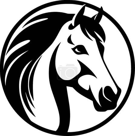 Pferd - schwarz-weißes Icon - Vektorillustration