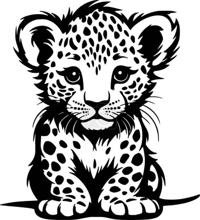 Leopard baby - minimalist and simple silhouette - vector illustration