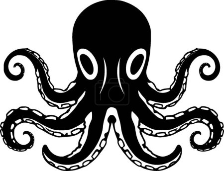 Octopus - black and white vector illustration