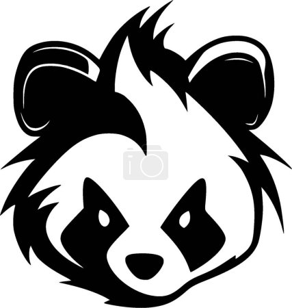 Panda - icône isolée en noir et blanc - illustration vectorielle