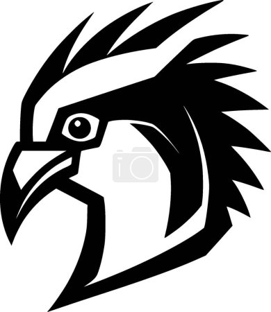 Papagei - schwarz-weißes Icon - Vektorillustration