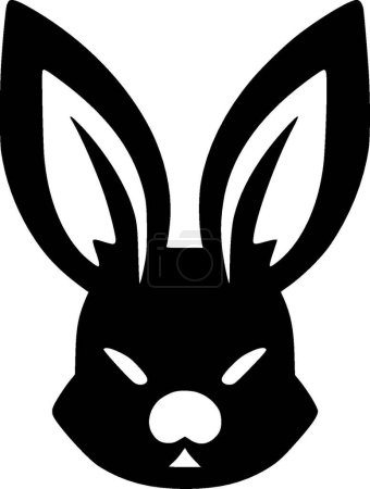 Conejo - icono aislado en blanco y negro - ilustración vectorial