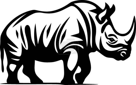 Téléchargez les illustrations : Rhinocéros - icône isolée en noir et blanc - illustration vectorielle - en licence libre de droit