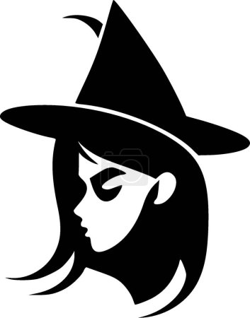 Sorcière - icône isolée en noir et blanc - illustration vectorielle