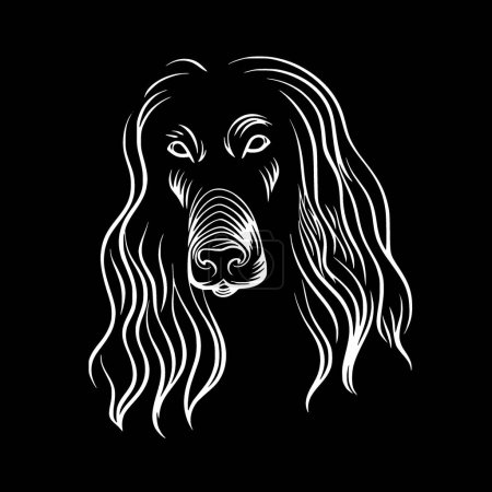 Perro afgano - ilustración vectorial en blanco y negro