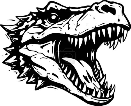 Illustration for Crocodile - black and white isolated icon - vector illustration - Royalty Free Image