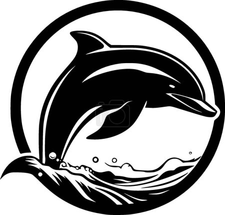 Dolphin - black and white vector illustration
