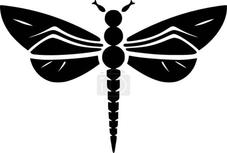 Dragonfly - black and white vector illustration