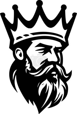 Roi - icône isolée en noir et blanc - illustration vectorielle