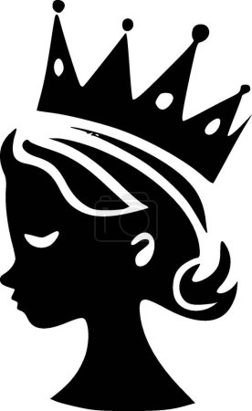 Reine - icône isolée en noir et blanc - illustration vectorielle