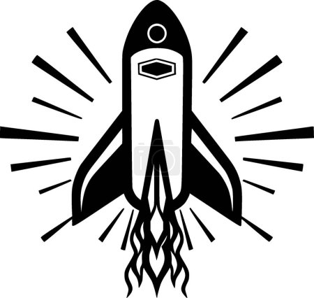 Rocket - black and white isolated icon - vector illustration