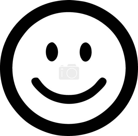 Smiley face - black and white vector illustration