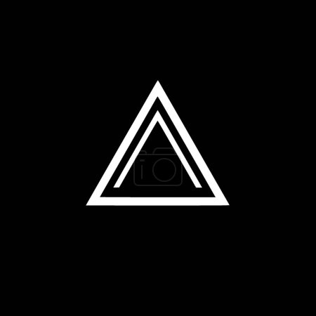 Triángulo - icono aislado en blanco y negro - ilustración vectorial