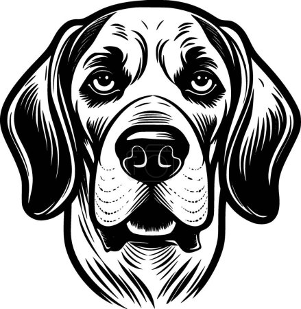 Beagle - illustration vectorielle en noir et blanc