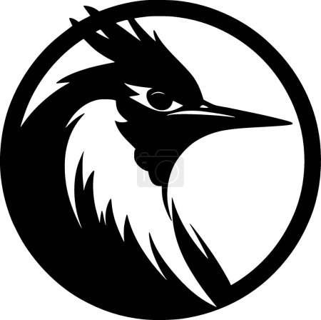 Oiseau - icône isolée en noir et blanc - illustration vectorielle