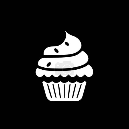 Cupcake - black and white vector illustration