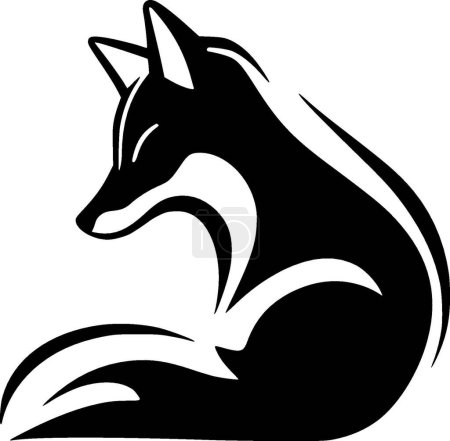 Fox - ilustración vectorial en blanco y negro