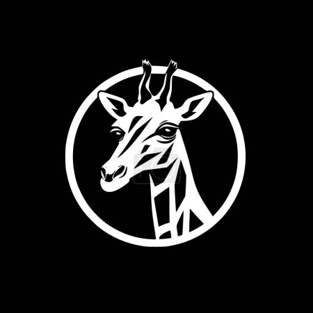 Giraffe - black and white isolated icon - vector illustration