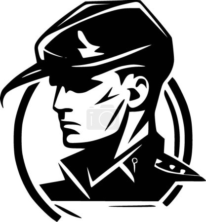Militär - Schwarz-Weiß-Ikone - Vektorillustration
