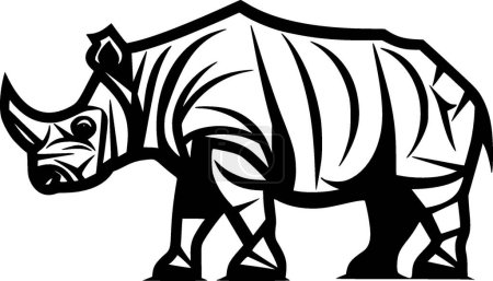 Téléchargez les illustrations : Rhinocéros - illustration vectorielle en noir et blanc - en licence libre de droit