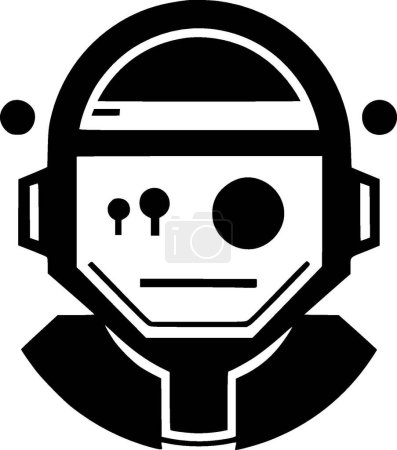 Roboter - schwarz-weißes Icon - Vektorillustration