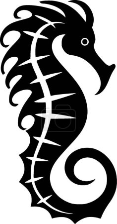 Seahorse - black and white isolated icon - vector illustration